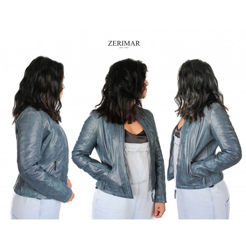 Leather jacket with elastic sides OCHO model