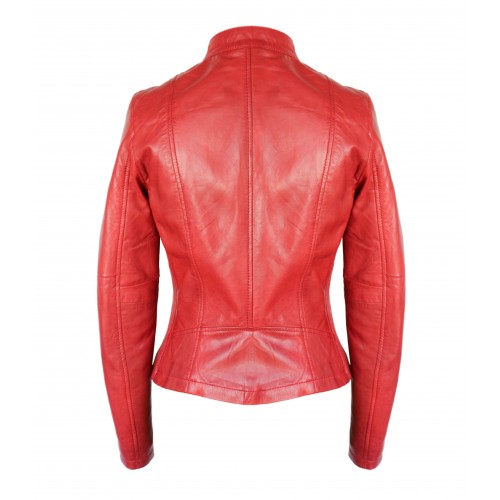Leather jacket with elastic sides OCHO model