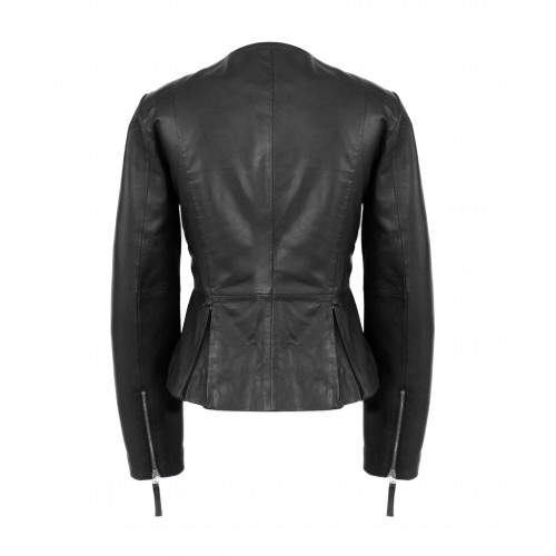 Leather jacket with zippers OPEN model