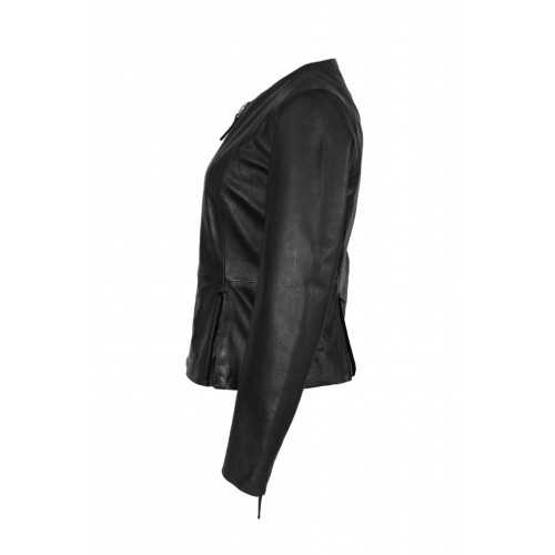 Leather jacket with zippers OPEN model