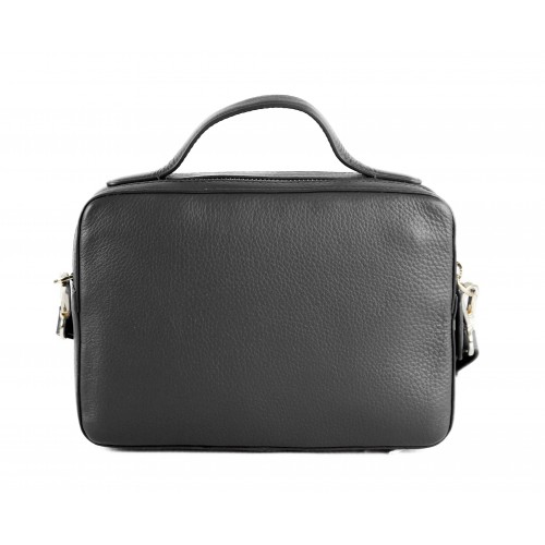 Leather bag with double zipper 23x9x15 cm