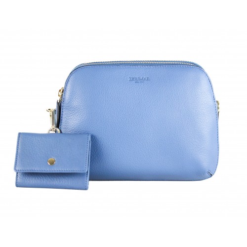 Leather bag with double...