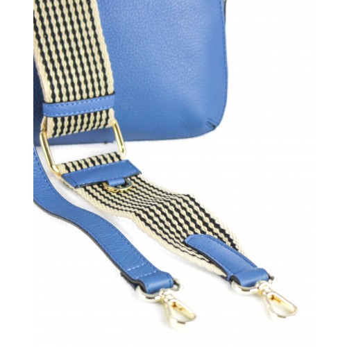 Leather bag with double zipper 24x9x17 cm