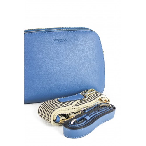 Leather bag with double zipper 24x9x17 cm