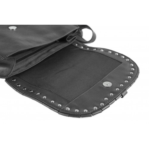 Leather shoulder bag with studs 24x8x20 cm