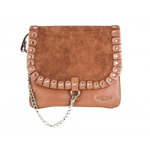 Leather shoulder bag with studs 24x8x20 cm