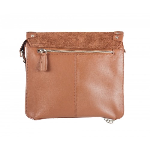 Leather shoulder bag with studs 24x8x20 cm