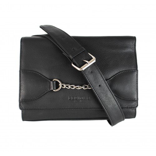 Leather shoulder bag chain detail 23x5x17 cm