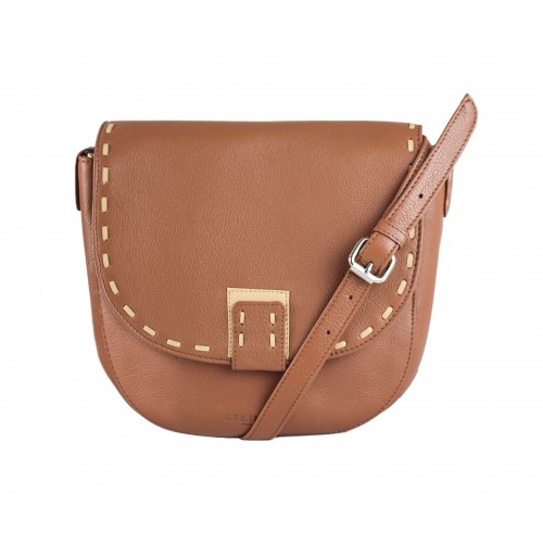 Beige detail leather bag with double handle 23x6x23 cm