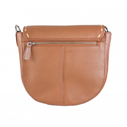 Beige detail leather bag with double handle 23x6x23 cm
