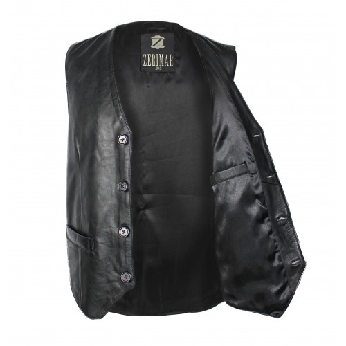 Elegant style buttoned leather vest