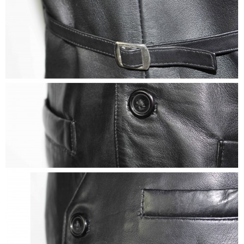 Elegant style buttoned leather vest