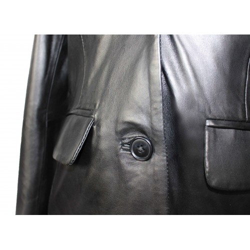 Elegant style buttoned leather blazer