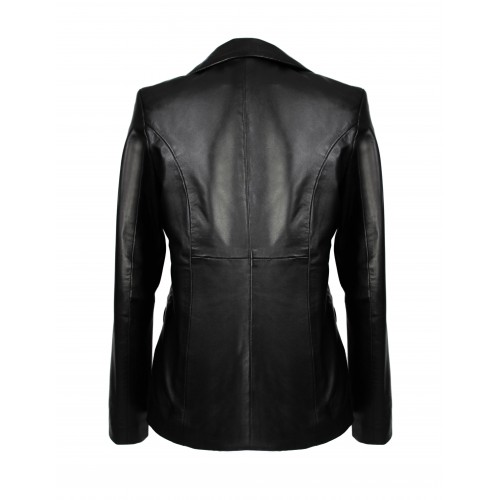 Elegant style buttoned leather blazer