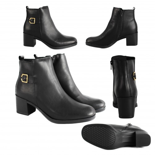 Leather ankle boots with heel and zipper, HIGHES model
