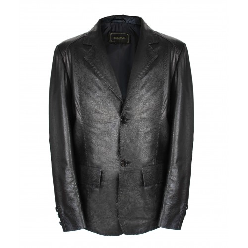 Leather blazer with elegant...