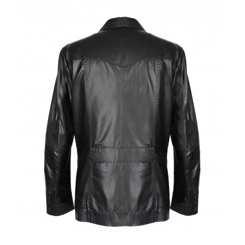 Leather blazer with elegant...