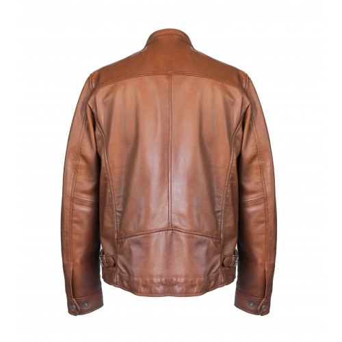 Leather jacket with white detail CORDOBA