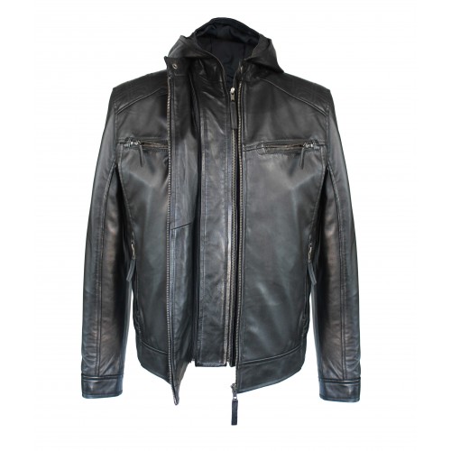 NOTTE leather jacket with removable hood