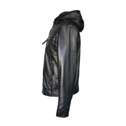 NOTTE leather jacket with removable hood