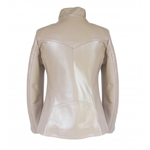 FOSTE Diagonal Zip Leather Jacket