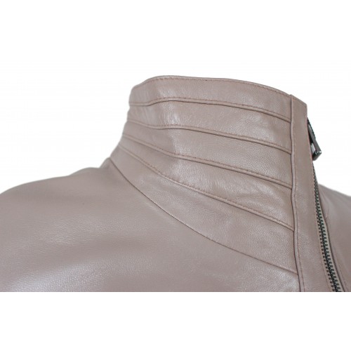 FOSTE Diagonal Zip Leather Jacket