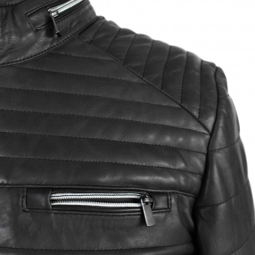 BLUEBERRY quilted leather jacket
