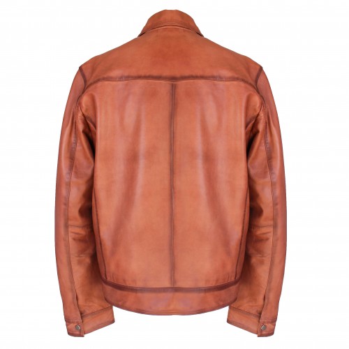Leather jacket with classic collar SAVE model