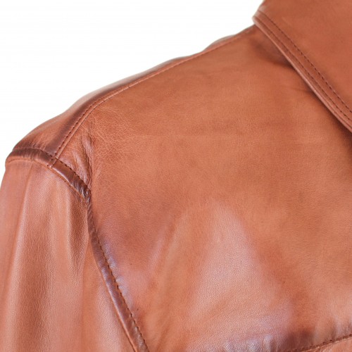 Leather jacket with classic collar SAVE model