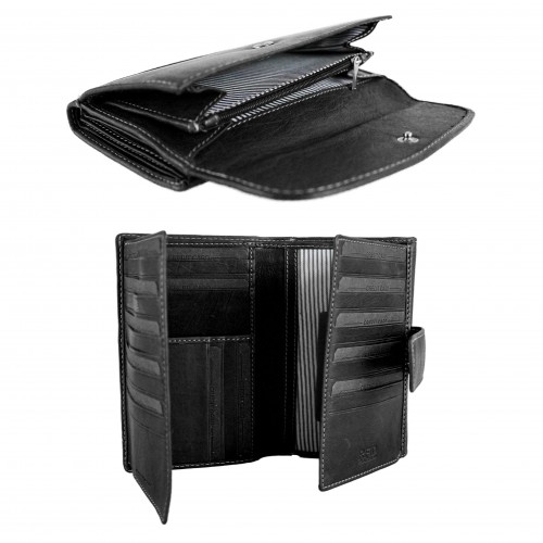 Multi-space leather wallet with dots 17x12 cm