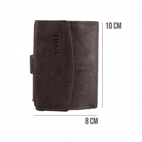 Leather wallet with RFID protection for cards 10x8x3 cm