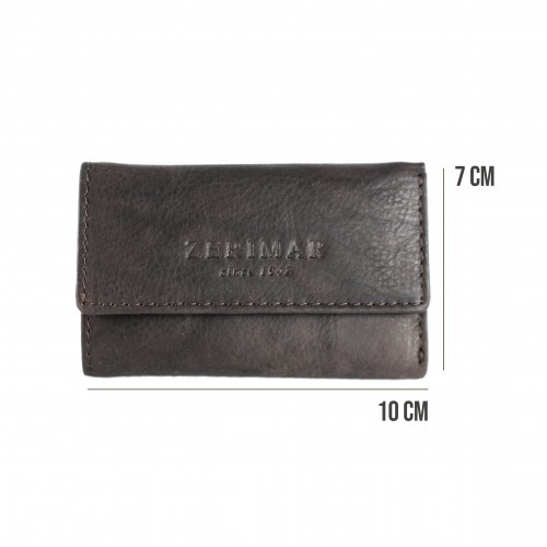 Leather key holder with zipper pocket 10x7 cm