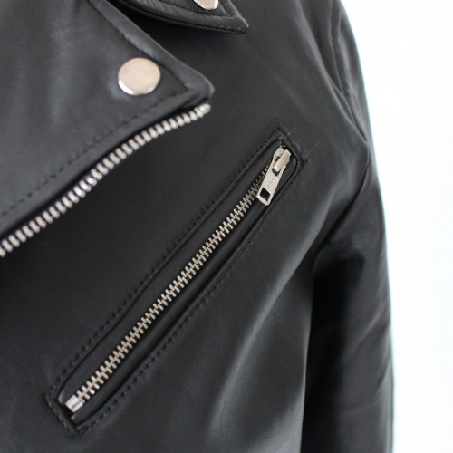TAUMO heavy leather jacket with zipper