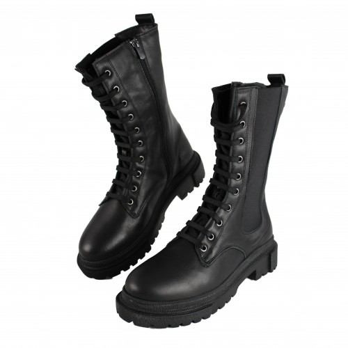 Military style boots with zipper and elastic BOMB