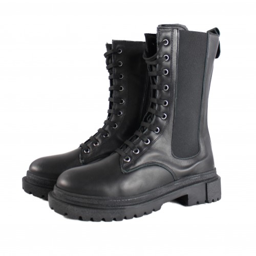 Military style boots with zipper and elastic BOMB