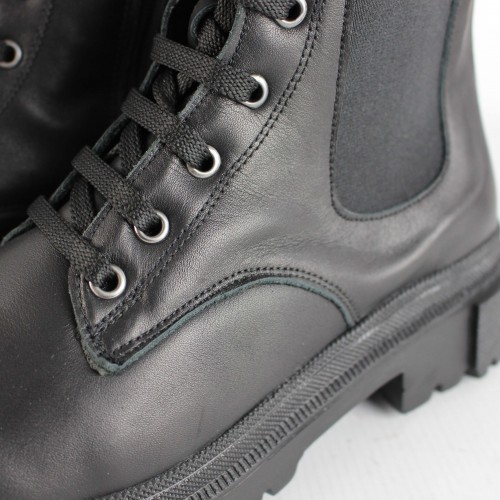 Military style boots with zipper and elastic BOMB