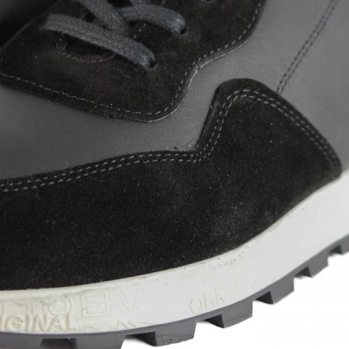 Combi leather sneakers with embossed detail