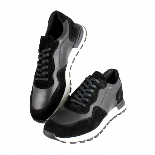 Combi leather sneakers with embossed detail