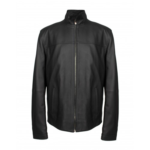 Leather jacket with zipper...