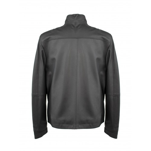 Leather jacket with zipper...