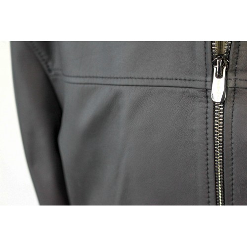 Leather jacket with zipper model PANPET