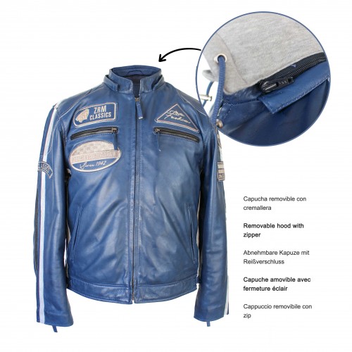Leather jacket with patches WOBALL