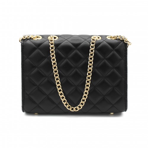 Leather bag with chain and gold detail 22x15x8 cm