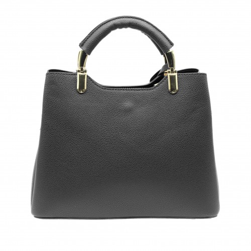 Leather handbag with double...