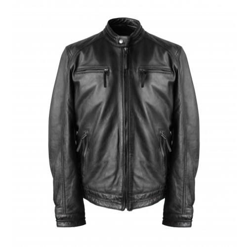 Leather jacket with zippers model CHOCOLATE