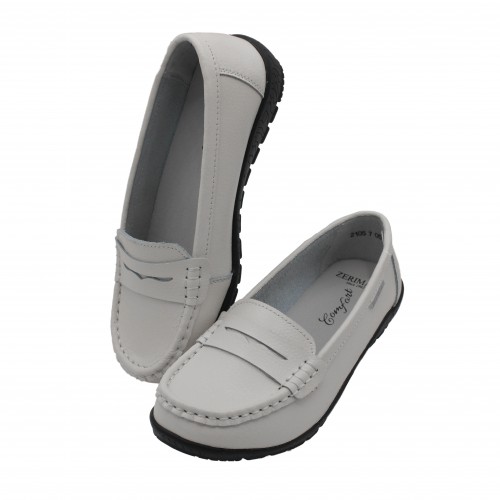 Leather moccasins with black sole