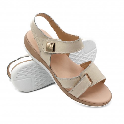Flat leather sandals with...