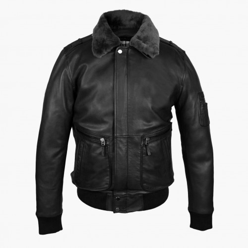 Aviator leather jacket with...