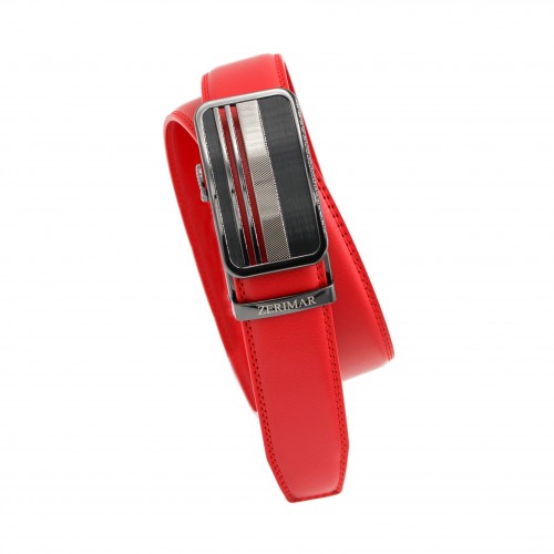 Leather belt with automatic buckle TRENO model