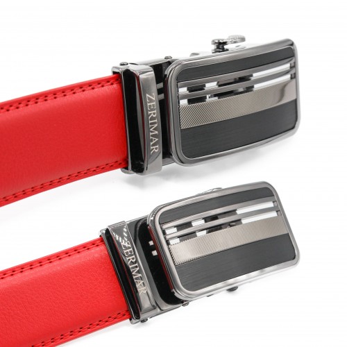 Leather belt with automatic buckle TRENO model